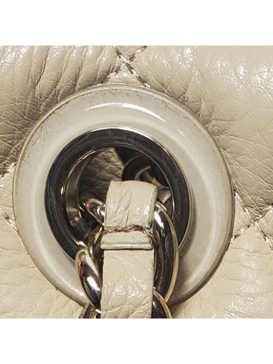 Kate Spade Georgina Quilted Leather W/Chain Link Strap Tote Bag Beige\\Gold